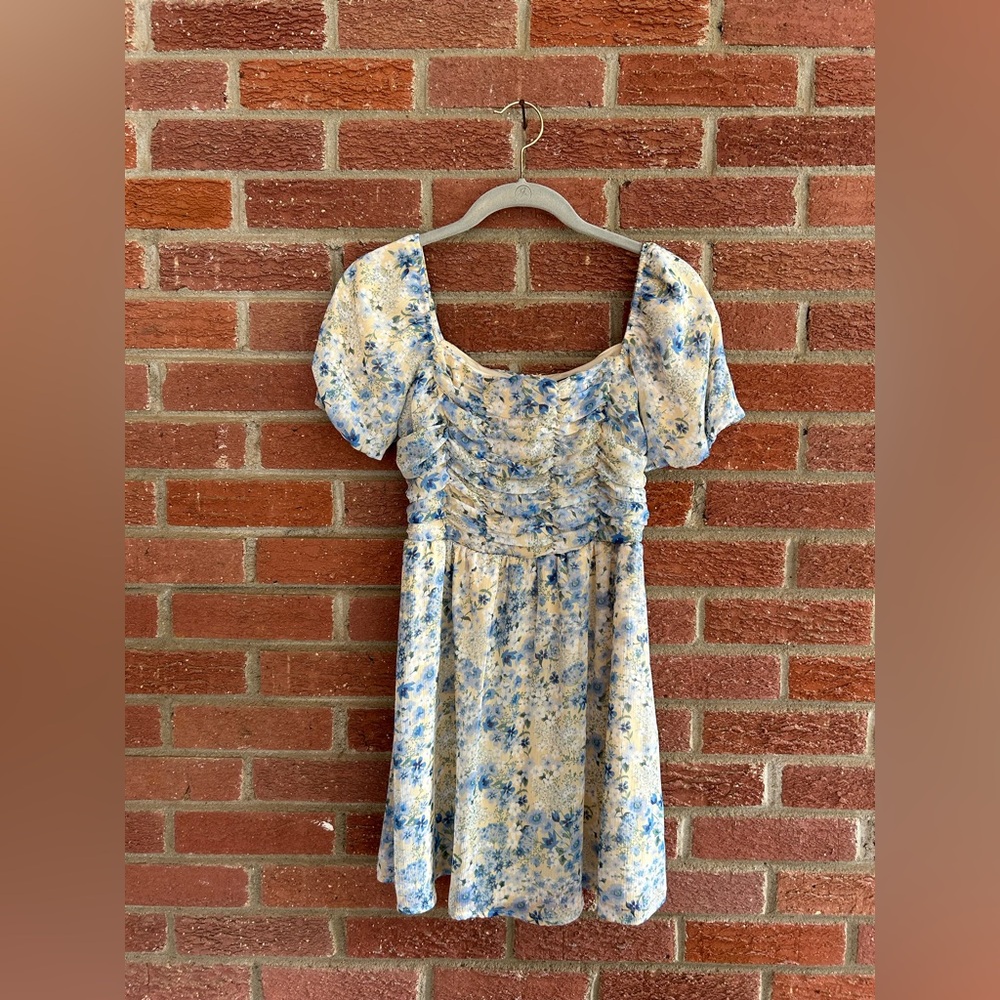 Floral Blue and White Mini Dress
